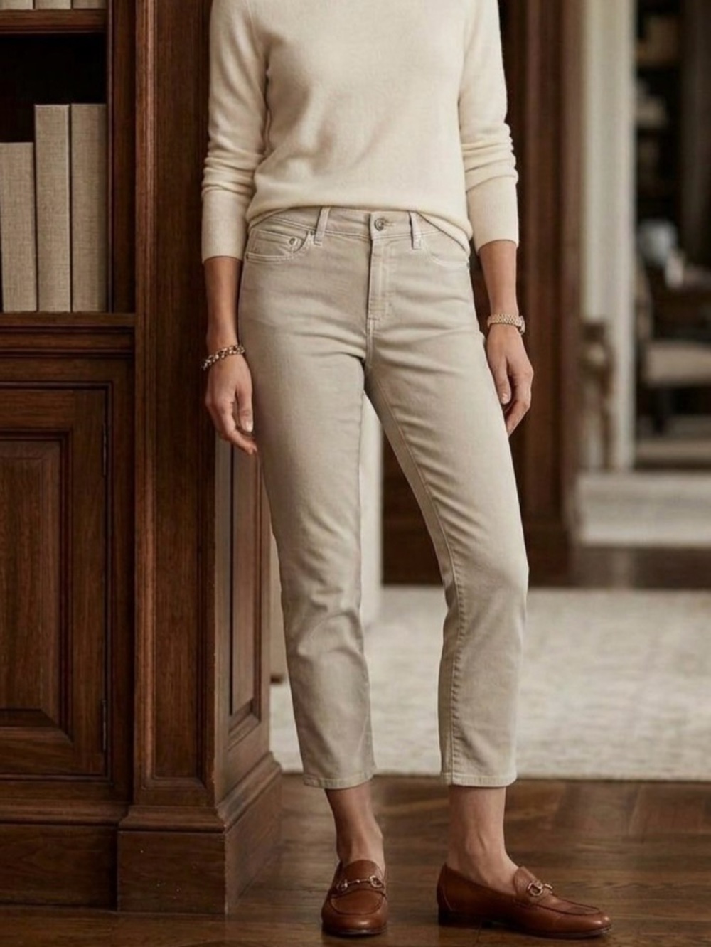 J. Jill Slim Ankle Authentic Fit Jeans Classic Minimalist in Light Pebble 6 Peti